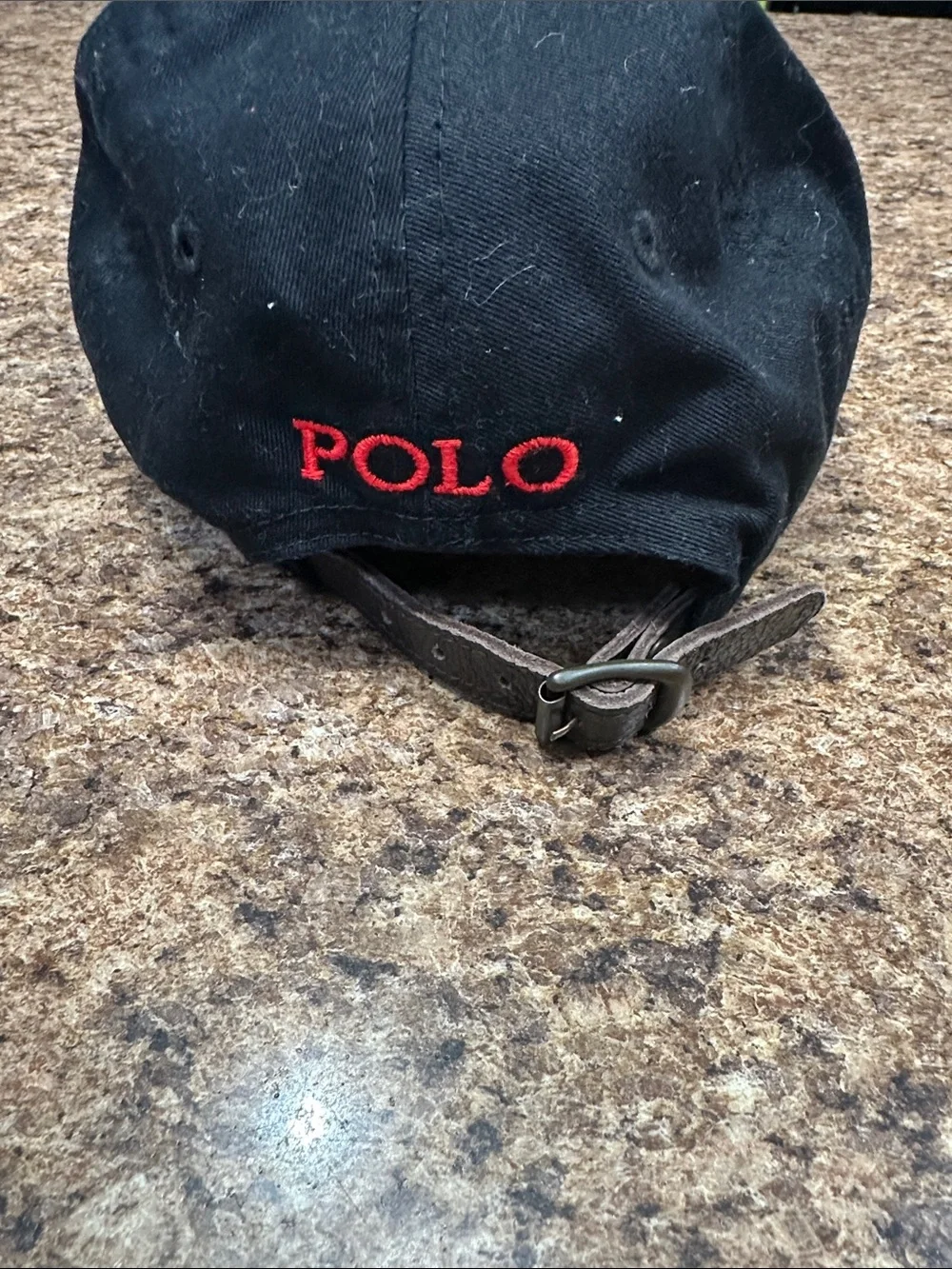 NWOT Ralph Lauren Black Baseball Cap with Red Pony Leather Adjustable Strap